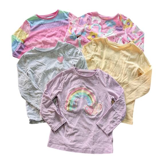 F&F Clothing Girls Long Sleeve Pastel Rainbow Shirts size 5T - Picture 1 of 7